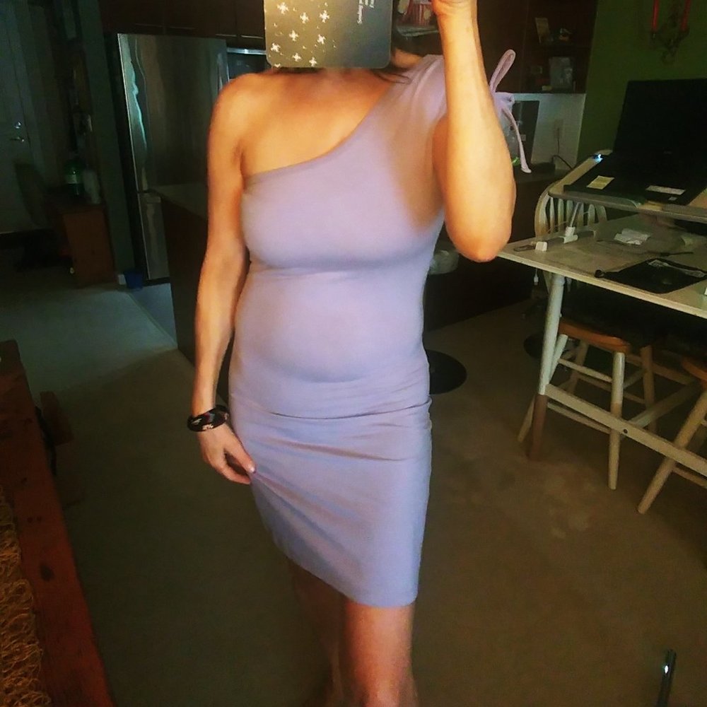 Sz S - Mauve one shouldered Organic Cotton t-shirt dress - Picture 4 of 6